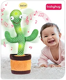 Babyhug Dancing Cactus Talking Toy  Green | 31cm | Dancing cactus entertainer that reacts to touch | Develops Motor Skills, Vision, Hearing & Sensory Response | BIS Certified