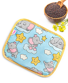 Babyhug Head Shaping Mustard Seed Rai Pillow With Elephant Print - Blue