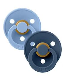 BIBS Pacifier Colour 2 Pack Latex Size 2 Sky Blue/Steel Blue