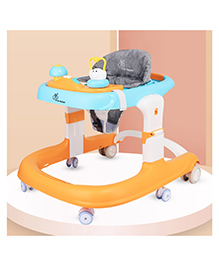 R for Rabbit Little Feet Sportz Baby Walker for Kids 9 to 18 Months for boy Girl Push Activity Walker with Music |(Orange Blue)
