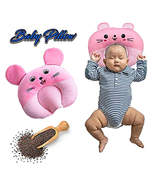 NeonateCare Baby U Shape Pillow for Round head Mustard pillow Rai Pillow Baby Rai Takiya-  Marie Pink