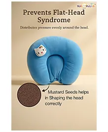 NeonateCare Mustard Seed Pillow for New Born Baby, Ideal for Round Head Shaping Seed Pillow for 0 to 12 Months Babies (Blue Seed Pillow)