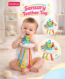 Babyhug Little Explorer UFO Teether Toy for Babies | Sensory Pull-String Teething Toy | Supports Sensory |Development & Hand-Eye Coordination | Paediatrician Approved| BIS Certified