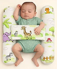 NeonateCare Unisex Infant Toddler Baby Anti Rolling Bolster Pillow, Baby Sleep Positioner Pillow for Newborn (Jungle-Blue)
