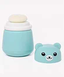 the Little Lookers Portable Baby Skin Care Baby Powder Puff With Box Holder Container for New Born and Kids for Baby Face and Body (Panda-blue)