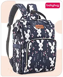 Babyhug Multifunctional Diaper Backpack Bunny Print- Navy Blue