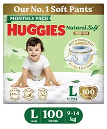 Huggies Natural Soft Premium Baby Diaper Pants Large - 100 Pieces