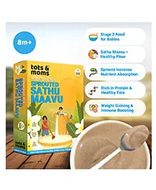 Tots & Moms Multigrain Porridge Mix - Sprouted Sathu Maavu - 8+ Months, 200g , Made of Sprouted Millets, Pulses, Dry Fruits & Nuts - Healthy Weight Gain Cereal Mix for Baby