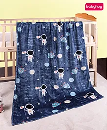Babyhug Coral All Season Blanket Planet Print - Navy Blue