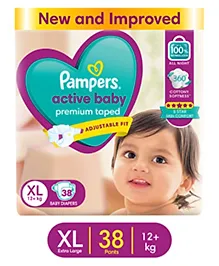 Pampers Active Baby Taped Diapers Extra Large - 38 Pieces