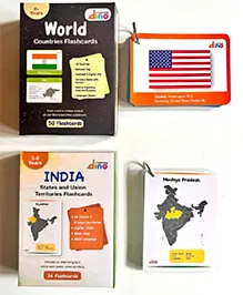 Learning Dino World Country Flags and India State and Capital Flashcards Combo for Kids...