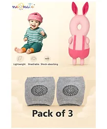 NeonateCare Baby safety Combo of Baby Helmet and Baby Head Protector with knee pads (Pink star and Pink Head protector and Knee pads) (pack of 3)