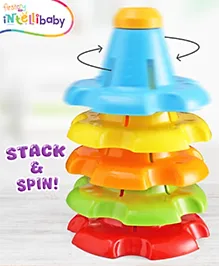 Intellibaby Multicoloured Rainbow Spin 'n' Stack Cones | Sorting & Stacking Toy | Ideal for Gifting | Cognitive Skills Development | Fine Motor Skills | Multicolour | Educator Recommended