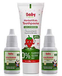 BabyOrgano Pack Of 2 BaalPrashan Swarnaprashan Immunity Booster Drops 15 ml Each And&nbsp;Pack Of 1&nbsp;Toothpaste - 50 g