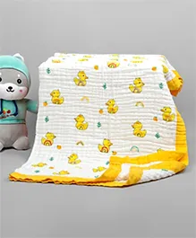Moms Home Baby Super Soft Absorbent Muslin 6 Layer Towel Cum Blanket Duck- Yellow