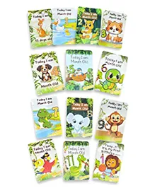 TodFod New Born Baby Milestone Cards Jungle Safari Theme Cute & Colorful Gift for New Parents, Newborns - Pack of 24 Baby Gift | Photo Shoot Pros | 0-24 Monthly Scrap Booking Card 6*4 Inches