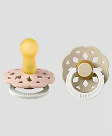 Bibs Boheme Glow in the Dark Latex Round Pacifier Nipple Size 2 Pack of 2 - Blush/Vanilla