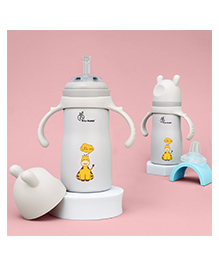 R for Rabbit Steebo Tiny Tales Premium Stainless Steel Straw Sipper for Baby, Leak & Spill Proof BPA Free Soft Silicone Straw Drinking Sipper Bottle for Baby Boy & Girl of 9+ Months (270ml, Beige)