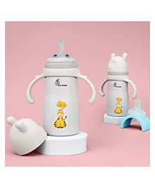 R for Rabbit Steebo Tiny Tales Premium Stainless Steel Straw Sipper for Baby, Leak & Spill Proof BPA Free Soft Silicone Straw Drinking Sipper Bottle for Baby Boy & Girl of 9+ Months (270ml, Beige)
