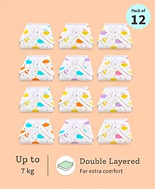SuperBottoms BASIC Langot 100% Pure Cotton Extra Soft & Breathable for 0-6 months Babies - Pack of 12 | Size L