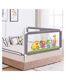 R for Rabbit Safari Bed Rail for Kids (Pack Of 1-One Side) | Easy Install Anti-Fall Foldable Toddler Safety Protector Safeguard with Adjustable Height & Storage Pocket (175 x 100 cm, 6x3 ft) (Grey)