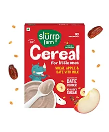 Slurrp Farm No Added Sugar Instant Cereal Wheat, Apple & Date with Milk | No Preservatives | Mildly Sweetened with Date Powder - 200 g