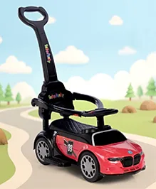 3 in 1 Manual Push Ride on Car with Parent Push Handle - Red