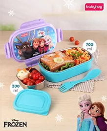 Babyhug Disney Frozen Stainless Steel Lunch box with inner container,700ml & 200ml, Airtight Lunch for School Kids|BPA Free|100% Food Grade|Dishwasher Safe|Reusable|Recyclable-- Lavender