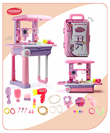 Aditi Toys Beauty Set Suitcase on Wheels  Portable Makeup Kit for Girls with 25 Pieces, Easy to Clean, BIS Approved