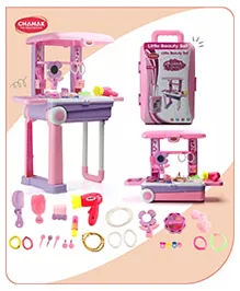 Aditi Toys Beauty Set Suitcase on Wheels  Portable Makeup Kit for Girls with 25 Pieces, Easy to Clean, BIS Approved