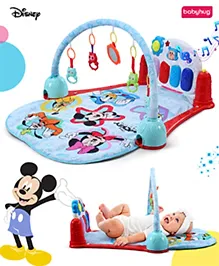 Babyhug Premium Disney Mickey & Friends Musical Baby Play Gym|Piano, Lights, Rattles & Tummy Time Mat | Fitness Rack with Hanging Rattles Interactive Learning Keyboard Piano| BIS Certified