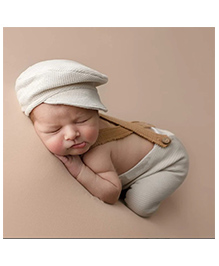 Babymoon Gentleman Baby French Cap & Pant Baby Photography Props Costume Set of 2  White