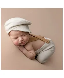 Babymoon Gentleman Baby French Cap & Pant Baby Photography Props Costume Set of 2  White