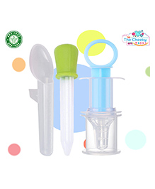 The Cheeky Kidzz Baby Multi-Functional Smart Medicine Needle Feeder Squeeze Medicine Dropper with Baby Liquid Dropper and Baby Marking Spoon Feeder BPA Free (BLUE)
