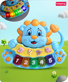 Babyhug Musical Lion Piano with Light-Up Keys & Animal Sounds and Melodies|Auditory & Motor Skill Development|Colorful Design,Volume Control,Baby-Safe Build|3+ Years| BIS|L*B*H: 18x13x3 cm|Blue