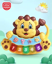 Play Nation Musical Lion Piano with Light-Up Keys & Animal Sounds and Melodies|Auditory & Motor Skill Development|Colorful Design,Volume Control,Baby-Safe Build|3+ Years| BIS|Yellow