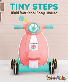 Tiny Step Baby Walker Early Education Activity Center with Lights Sounds and Ball Game Baby Push Walker - Pink & Green