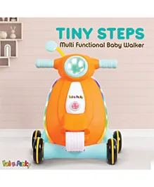 Tiny Step Baby Walker Early Education Activity Center with Lights, Sounds and Ball Game Baby Push Walker - Orange & Blue