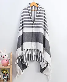 Babyhug 100% Cotton Breast Feeding Multi Purpose Nursing Scarf with Stripes - Light Grey