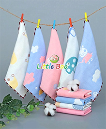 Little Boo Muslin 6 Layer Cotton Face Towels for Newborn Baby Extra Soft Hankies Reusable Napkins for Infants Toddlers/Kids (Pack of 5). Multicolor