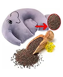 NeonateCare Mustard Seed Pillow for New Born Baby, Ideal for Round Head Shaping Seed Pillow Rai Pillow (Grey Elephant Pillow)