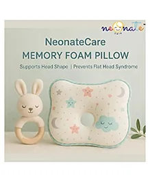 NeonateCare Memory Foam Baby Head Shaping Pillow for baby (clouds and star print)