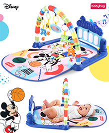 Babyhug Disney Mickey and Friends Baby Kick and Play Piano Play Gym with Lights and Music - Blue| 5 Hanging Rattles with Musical Keyboard| Ideal for  Gifting| Boys & Girls - Multicolor