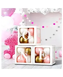 Shopperskart One Balloon Box for 1st birthday decoration kit is perfect for baby shower celebration-Pack of 3 - White