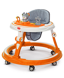 LuvLap 360&deg; Joy Baby Walker for 9+ Months, 3 Level Height Adjustment, Switchable Food & Musical Toy Tray, Advanced Baby Activity Walker  Orange