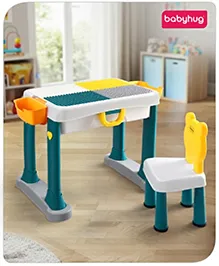 Babyhug Junior Study Kids Study Table and Chair Set with Storage|4 in 1 Multifunctional Desk Set for 3- 7 Years Kids|Upto 50 Kg Weight Capacity - Yellow