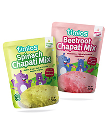 timios Gluten Free Spinach Chapati Mix & Beetroot Chapati Mix Pack of 2 - 300 g each