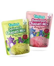 timios Gluten Free Spinach Chapati Mix & Beetroot Chapati Mix Pack of 2 - 300 g each