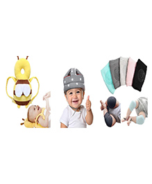 Ortis Baby safety Combo of Baby Helmet and Baby Head Protector Cushion Backpack and kneepad 
