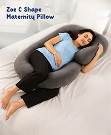 ZOE C Shape Pregnancy Pillow for Comfort & Support During Pregnancy | Maternity Pillow| Removable and Washable Cover|  Side Sleeping Support| Full Body Support| Soft Breathable Material - Grey